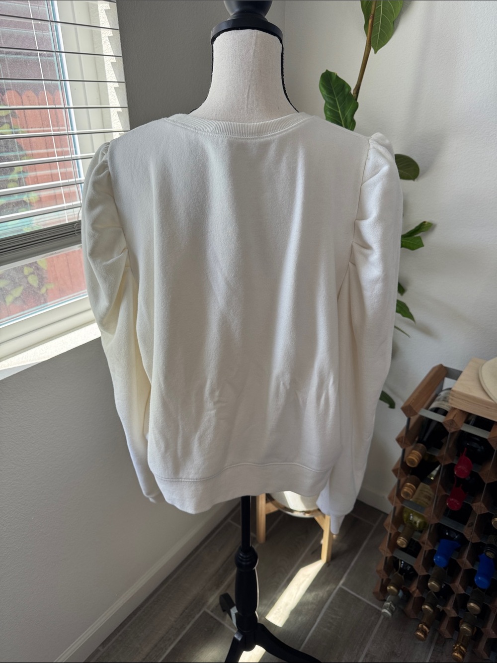 Rebecca Minkoff Janine Puff Cream Crewneck Sweatshirt - Picture 6 of 9
